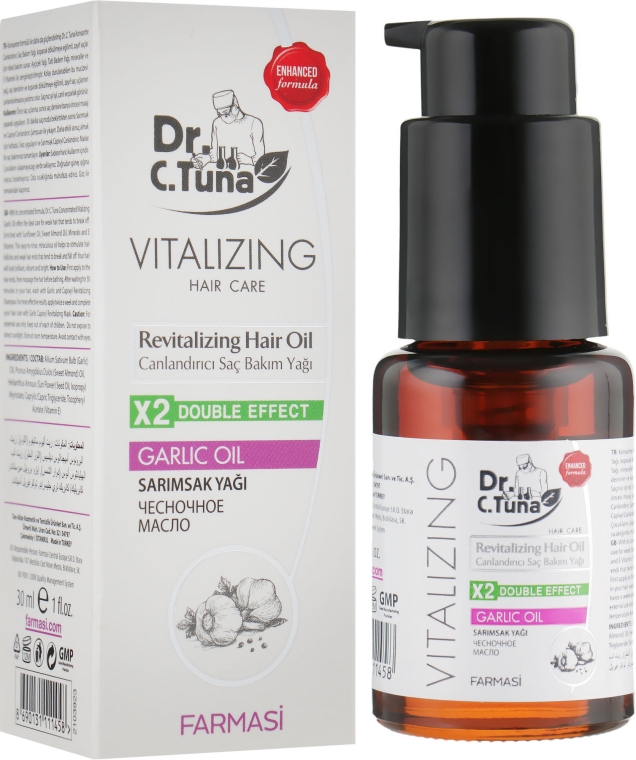 Масло для волос с экстрактом чеснока - Farmasi Dr. Tuna Garlic Oil Double Effect