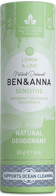 Дезодорант "Лимон і лайм" (картон) - Ben&Anna Natural Deodorant Sensitive Lemon & Lime — фото N1