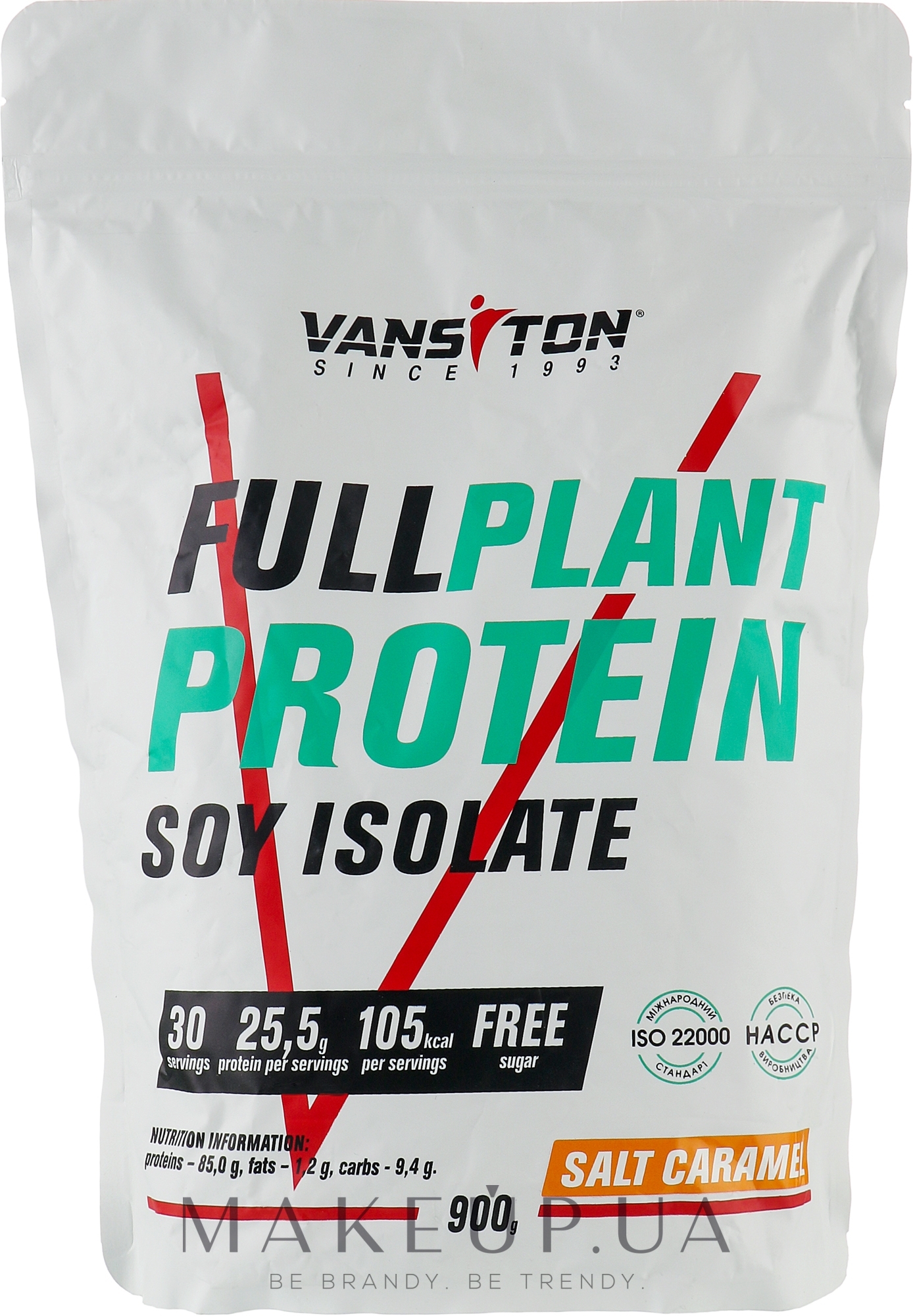Протеїн соєвий ізолят «Солона карамель», 900 г - Vansiton Full Plant Protein Soy Isolate Salt Caramel — фото 900g