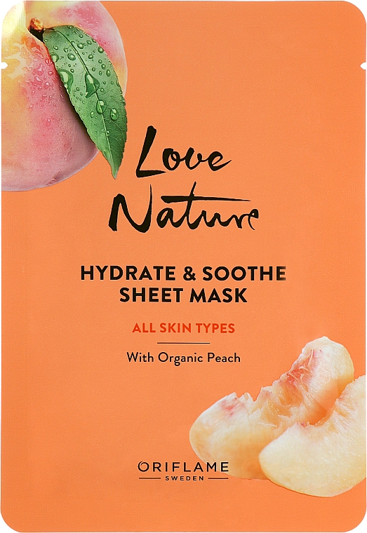 Розгладжувальна тканинна маска з персиком - Oriflame Love Nature Hydrate & Soothe Sheet Mask — фото N1