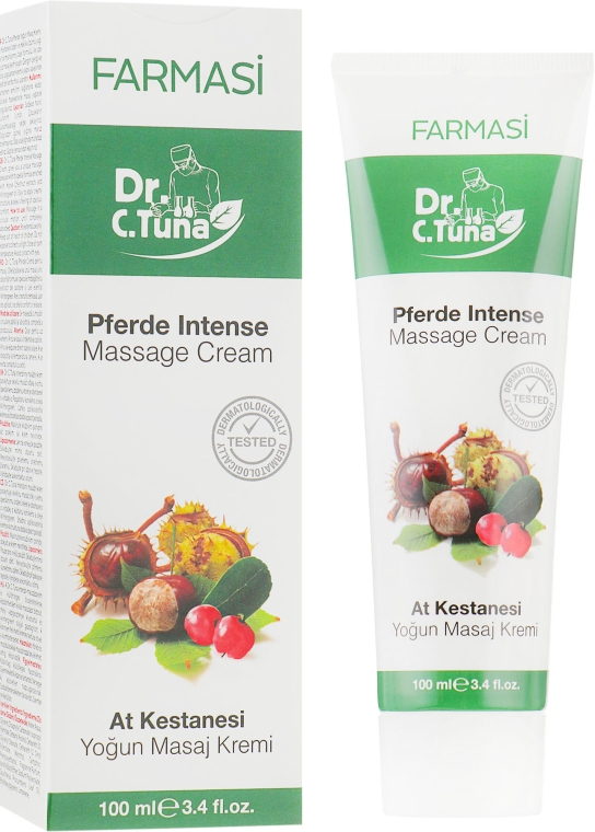 Масажний крем з екстрактом кінського каштану і олією грушанки - Farmasi Dr. C. Tuna Pferde Intense Massage Cream — фото N1