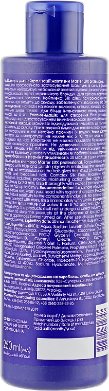 Шампунь для нейтрализации желтизны - Master LUX Professional Anti-Yellow Shampoo — фото N2