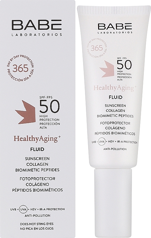 Солнцезащитный флюид SPF 50 с коллагеном и пептидами - Babe Laboratorios Healthy Aging Anti-Age — фото N2