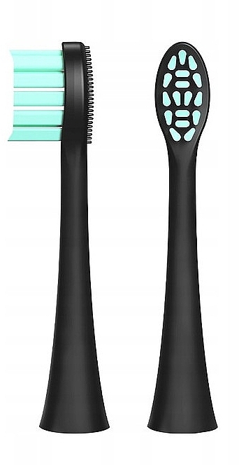 Змінна насадка для звукової зубної  щітки, м'яка, чорна, 2 шт. - Feelo PRO Black Soft — фото N1