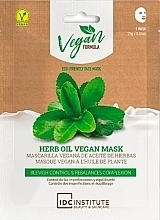 Парфумерія, косметика Тканинна маска для обличчя з трав'яною олією - IDC Institute Vegan Formula Herbal Oil Face Mask