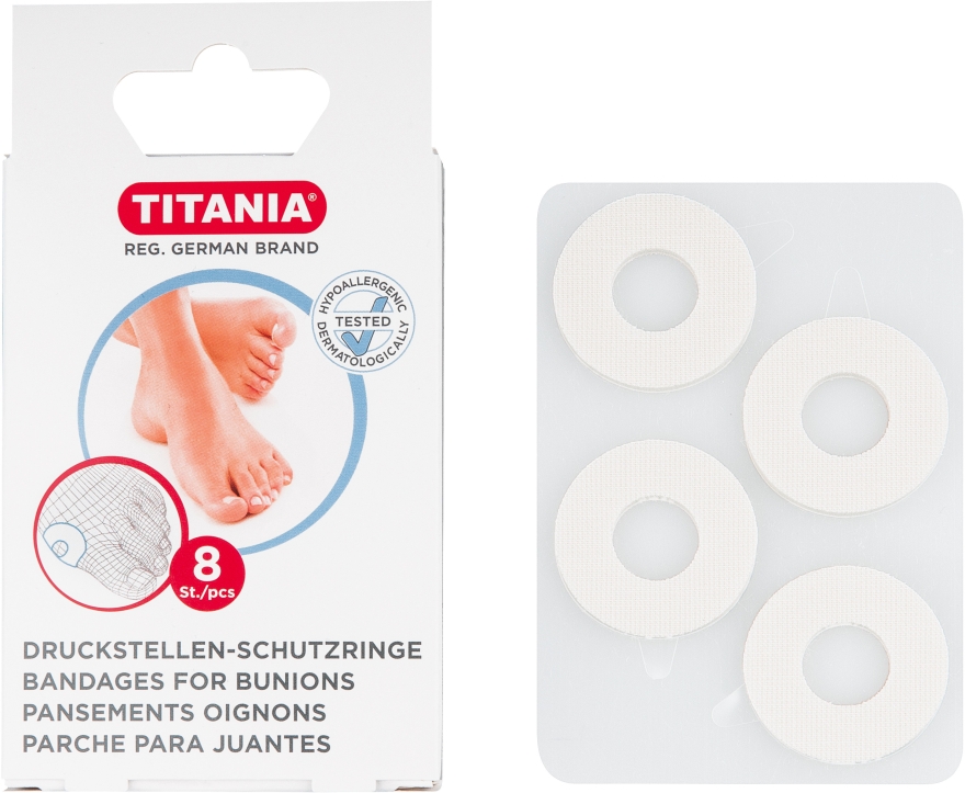 Захисний бандаж для шишок на пальцях ніг, 8шт - Titania Bandages Bunions — фото N2