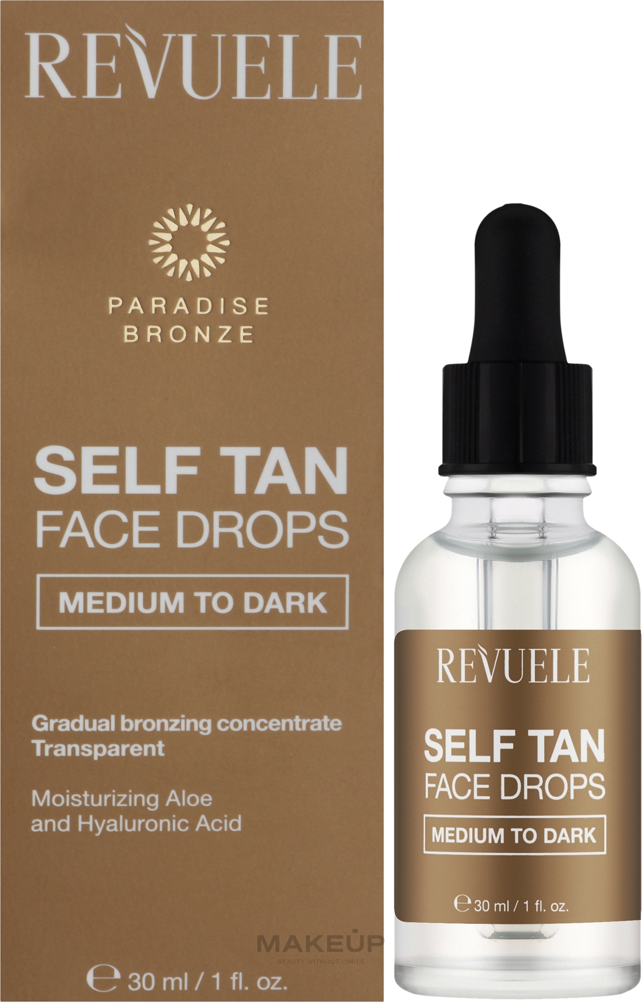 Краплі для автозасмаги обличчя від середнього до темного - Revuele Salf Tan Face Drop Medium To Dark — фото 30ml