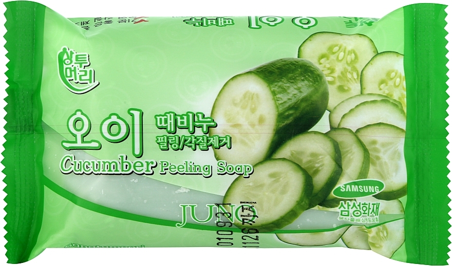 Мило з ефектом пілінгу "Огірок" - Juno Cucumber Peeling Soap — фото N1
