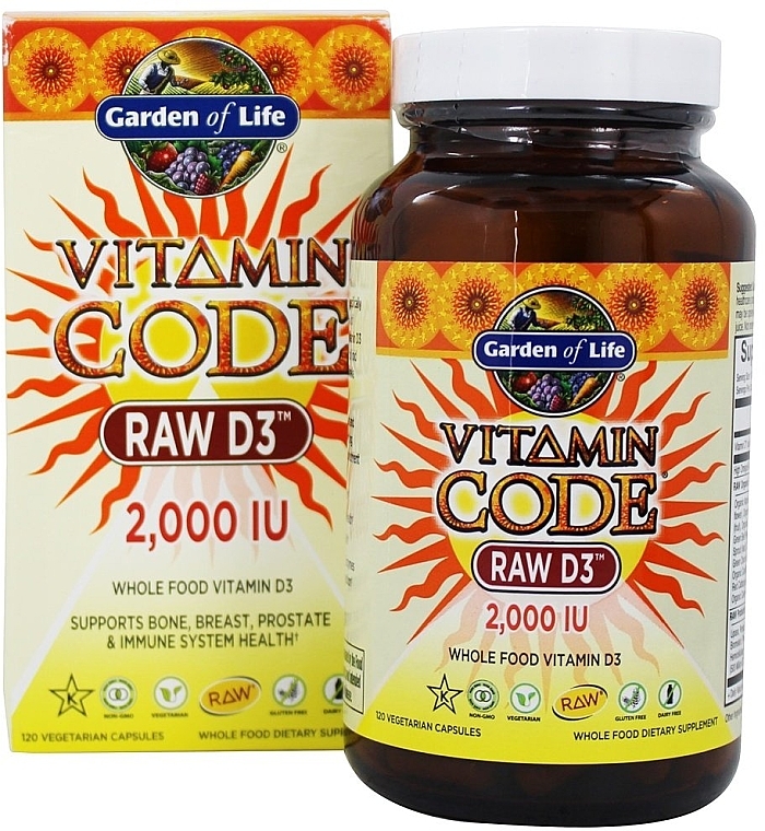 Харчова добавка - Garden of Life Vitamin Code Raw D3, 50 mcg — фото N4