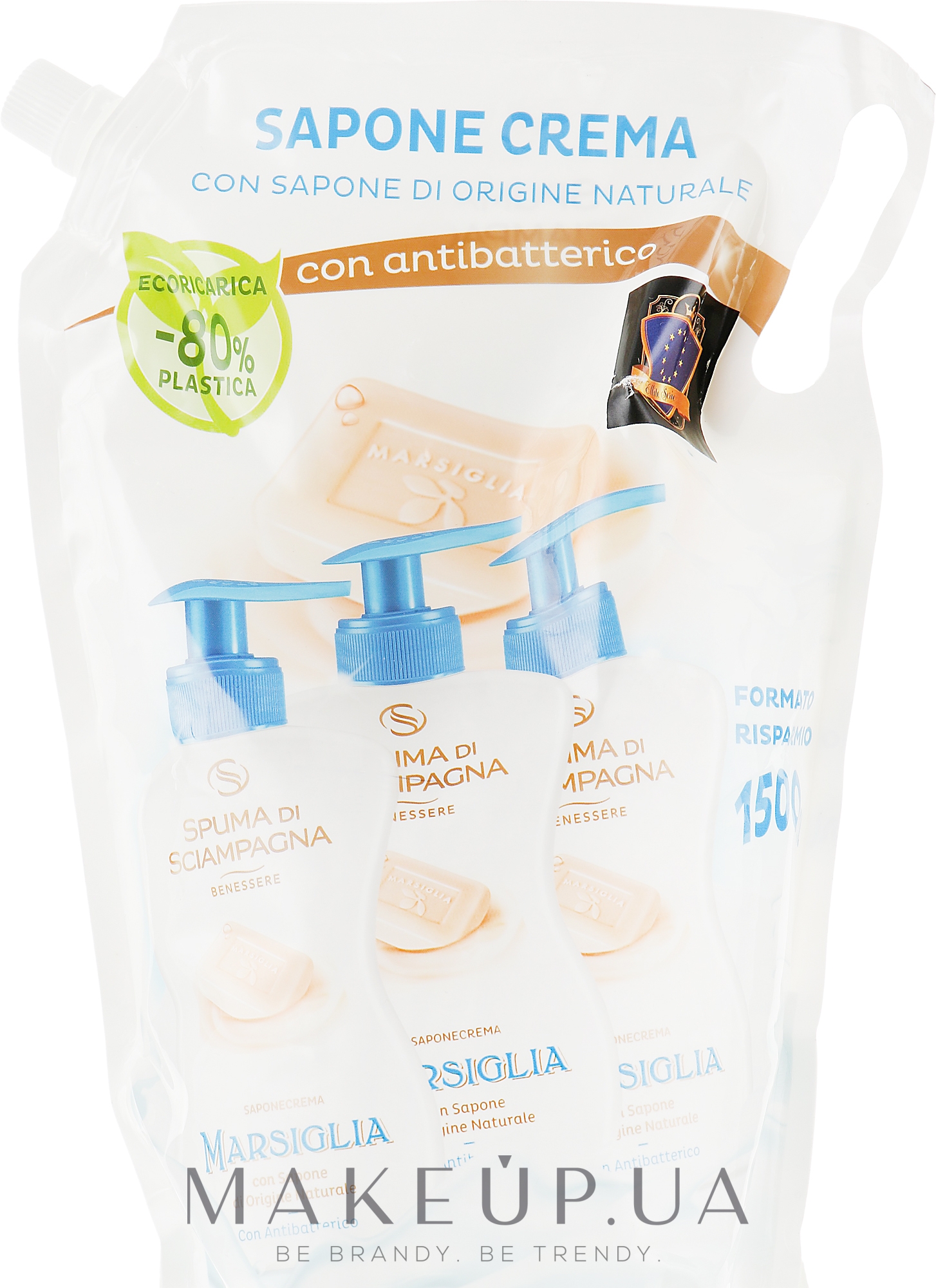 Антибактеріальне рідке мило для рук і обличчя - Spuma di Sciampagna Antibacterial Liquid Hand Soap Marseille — фото 1500ml