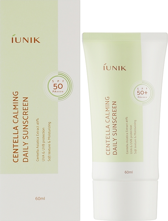 Солнцезащитный крем с экстрактом центеллы - Iunik Centella Calming Daily Sunscreen SPF50+ — фото N3