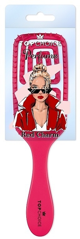 Расческа для волос 64500 "Red Charm", квадратная - Top Choice Perfume Hairbrush — фото N1