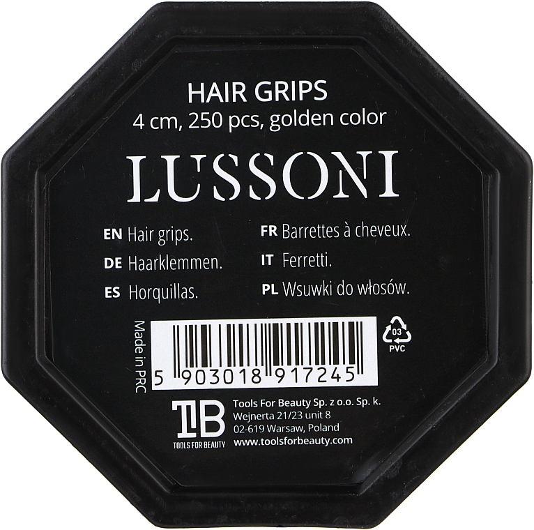 Невидимки прямі для волосся 4 см, золотисті - Lussoni Hair Grips Golden — фото N2