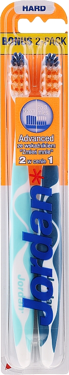 Зубна щітка, тверда, синя+блакитна - Jordan Advanced Toothbrush — фото N1