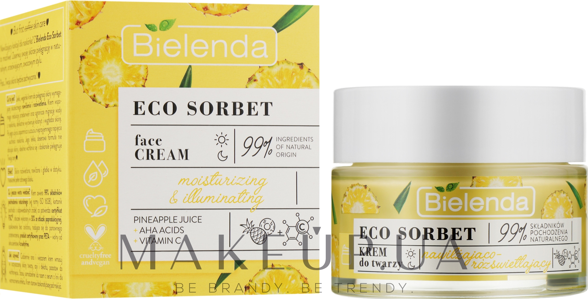 Увлажняющий и осветлящий крем для лица - Bielenda Eco Sorbet Moisturizing & Brightening Face Cream — фото 50ml