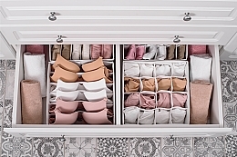 Органайзер для хранения с 6 ячейками, белый 30х15х10 см "Home" - MAKEUP Drawer Underwear Organizer White — фото N4