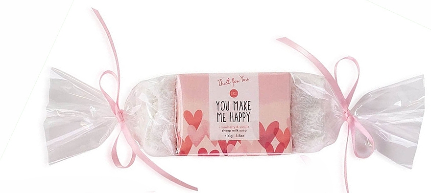 Набір для ванни "Your make me happy" - Accentra Just For You Strawberry & Vanilla Sheep (soap/100g + bath/mitt/2pcs) — фото N1