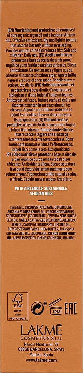 Питательное масло для нормальных и сухих волос - Lakme Teknia Argan Oil Dry  — фото N3