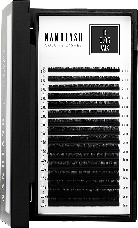 Накладные ресницы D, 0.05 (6-13 мм), mix - Nanolash Volume Lashes — фото N4