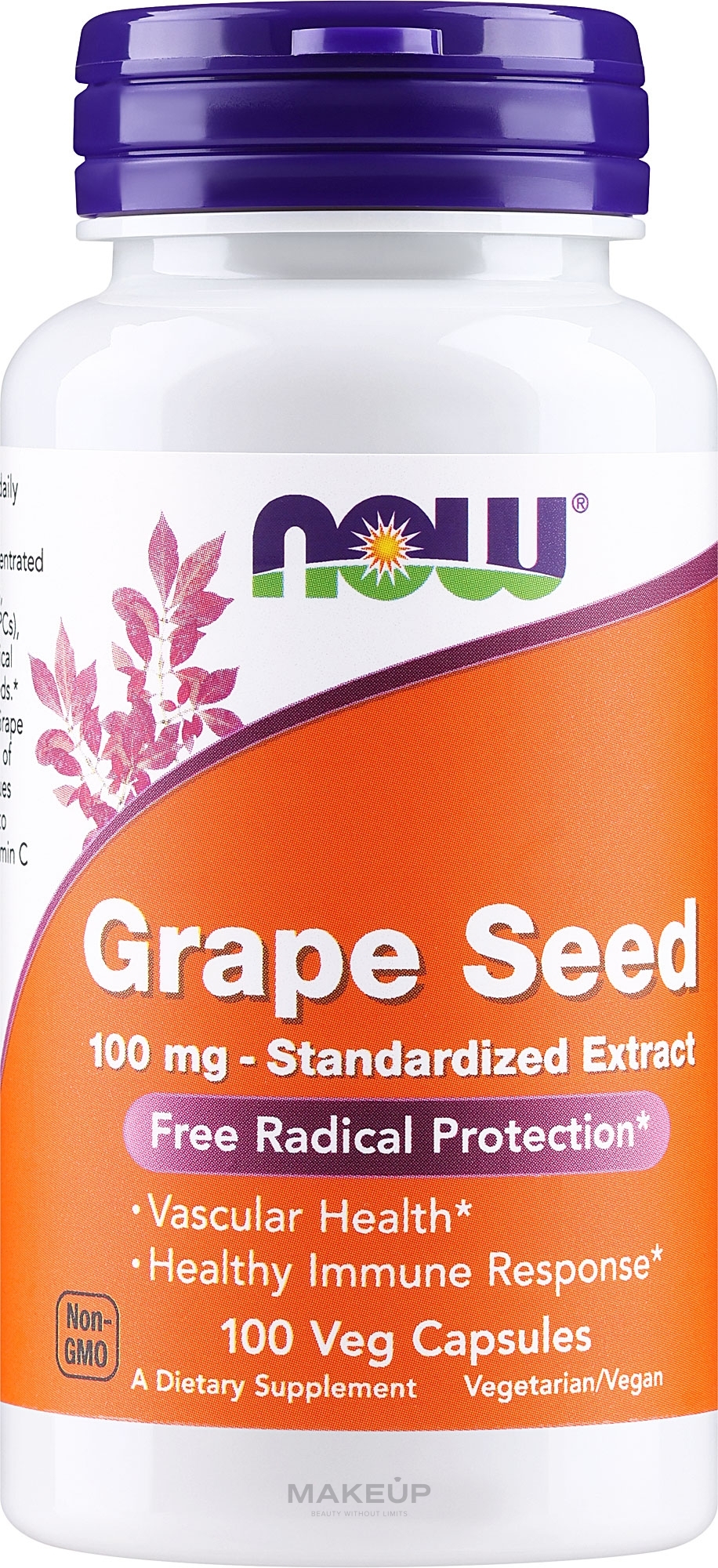 Капсули "Екстракт виноградних кісточок", 100 мг - Now Foods Grape Seed 100mg Standardized Extract — фото 100шт