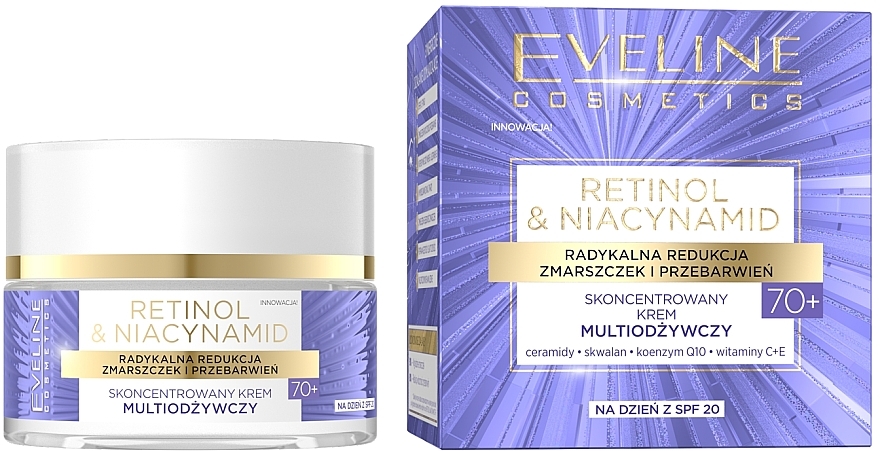 Концентрированный мультипитательный дневной крем 70+ - Eveline Cosmetics Retinol & Niacynamid — фото N1