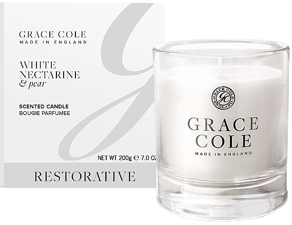 Ароматическая свеча в стакане - Grace Cole White Nectarine & Pear Scented Candle — фото N1