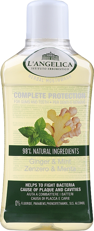 Ополаскиватель для полости рта "Имбирь и мята" - L'Angelica Herbal Mouthwash Complete Protection Ginger & Mint — фото N1