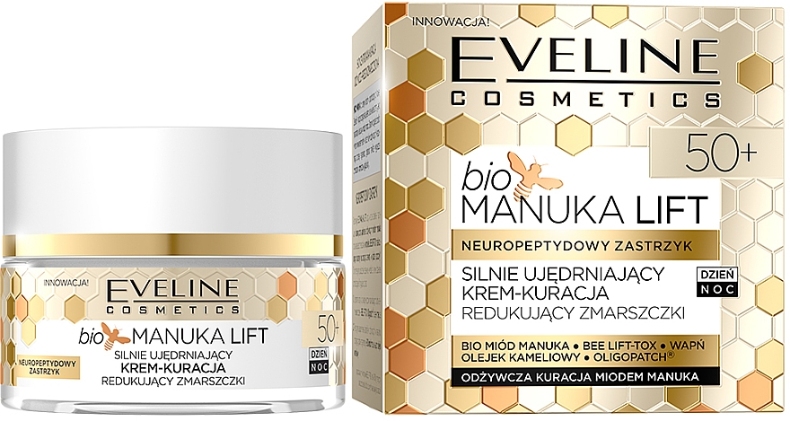 Антивіковий підтягувальний крем для обличчя - Eveline Cosmetics Bio Manuka Bee Lift-tox 50+