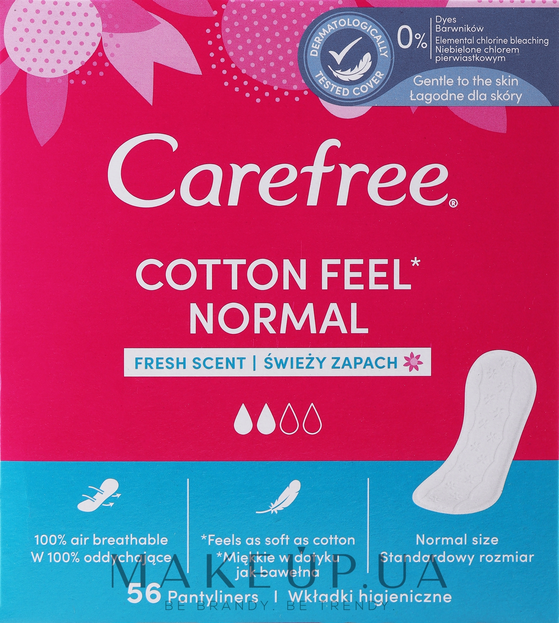 Гигиенические ежедневные прокладки со свежим ароматом, 56шт - Carefree Cotton Fresh — фото 56шт