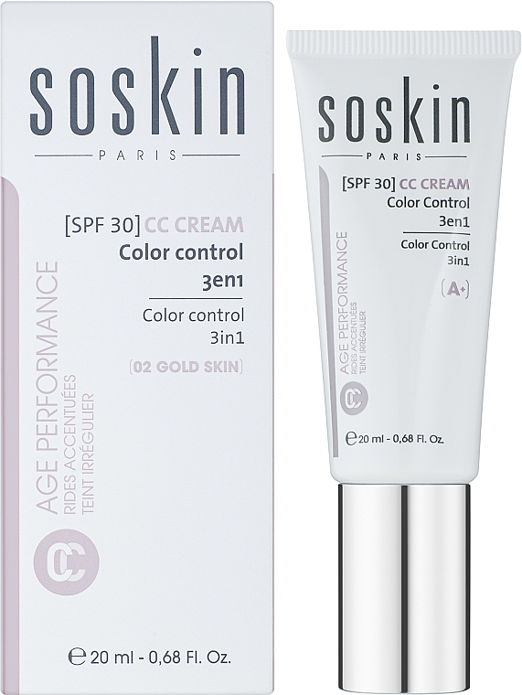 СС-крем 3 в 1 для обличчя - Soskin CC Cream Color Control 3 In 1 — фото N2