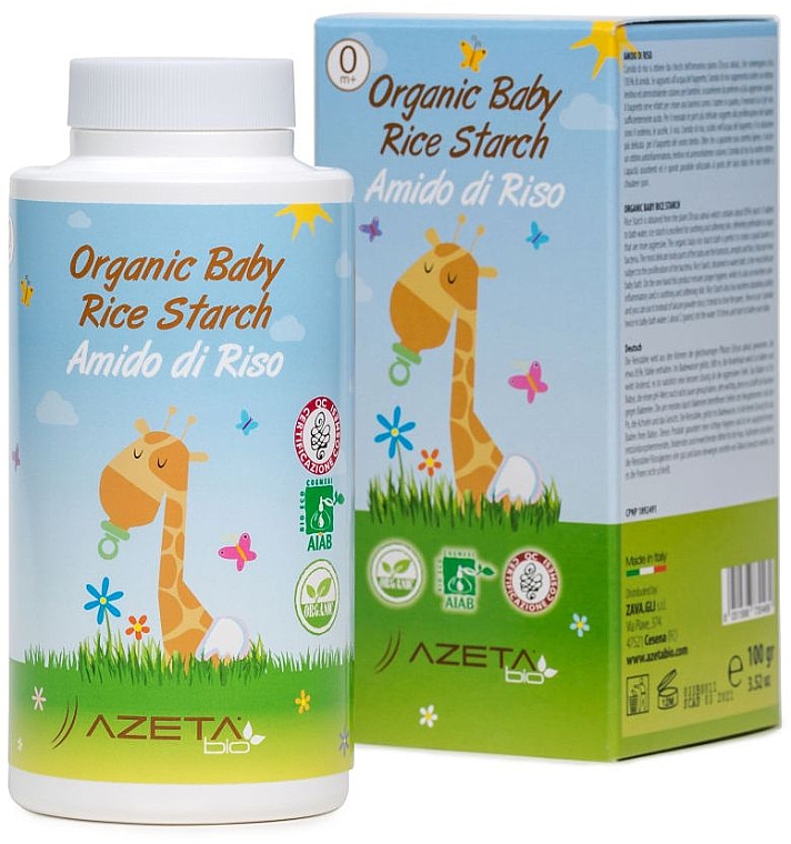 Органічна дитяча пудра для ванни з рисовим крохмалем - Azeta Bio Organic Baby Rice Starch — фото N1