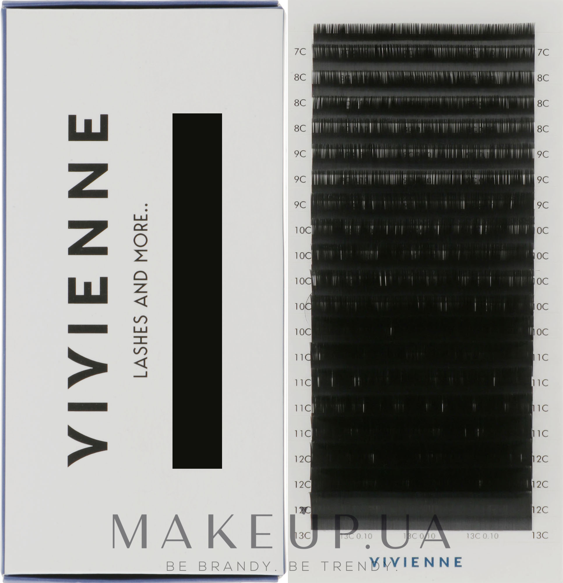 Накладні вії "Elite", чорні, 20 ліній (mix, 0,1, C, (7-13)) - Vivienne — фото 1уп