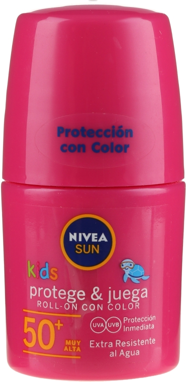 Сонцезахисний дитячий лосьйон - NIVEA Sun Kids Protect & Care Coloured Roll-on Pink SPF 50+ — фото N1