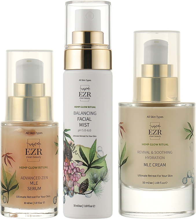 Набор "Skin ZEN Ritual" - EZR Clean Beauty (f/cr/50ml + f/serum/30ml + f/mist/50ml)