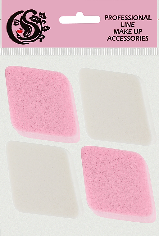 Спонж CS052WR для макияжа 4в1 ромб, розовый + белый - Cosmo Shop Sponge  — фото N2
