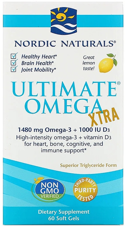 Пищевая добавка со вкусом лимона "Омега + D3" 1480 мг - Nordic Naturals Ultimate Omega Xtra — фото N2