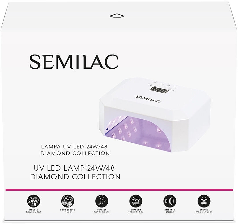 Лампа UV/LED, белая - Semilac Diamond Collection 24W/48 — фото N4