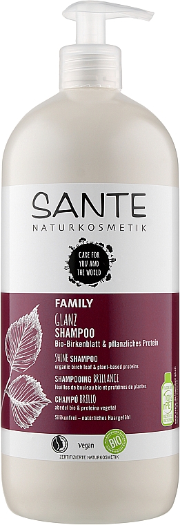 Биошампунь для блеска волос «Растительные протеины и березовые листья» - Sante Family Organic Birch Leaf & Plant Protein Shine Shampoo — фото N5
