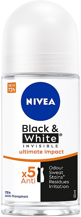 Aнтиперспірант "Чорне та Біле невидимий", кульковий - NIVEA Black & White Invisible Ultimate Impact Anti-Transpirant