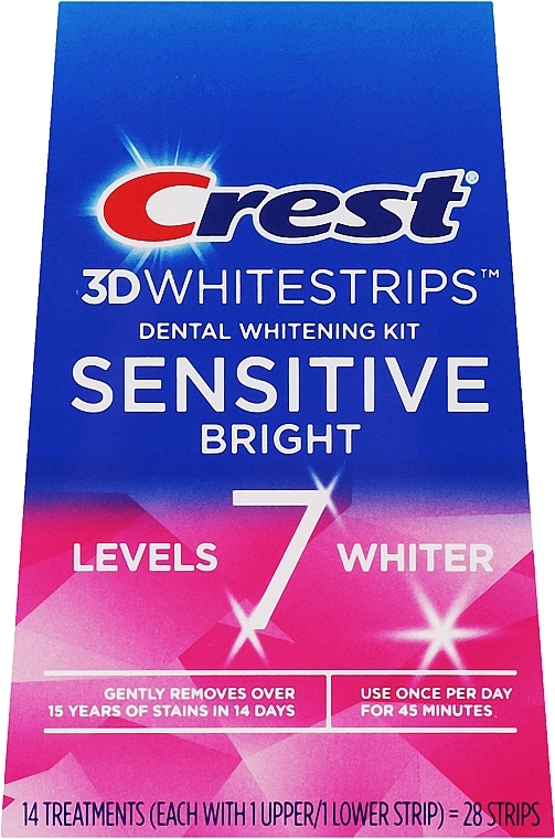Відбілювальні смужки для чутливих зубів - Crest 3D Whitestrips Dental Whitening Kit Sensitive Bright * — фото N1