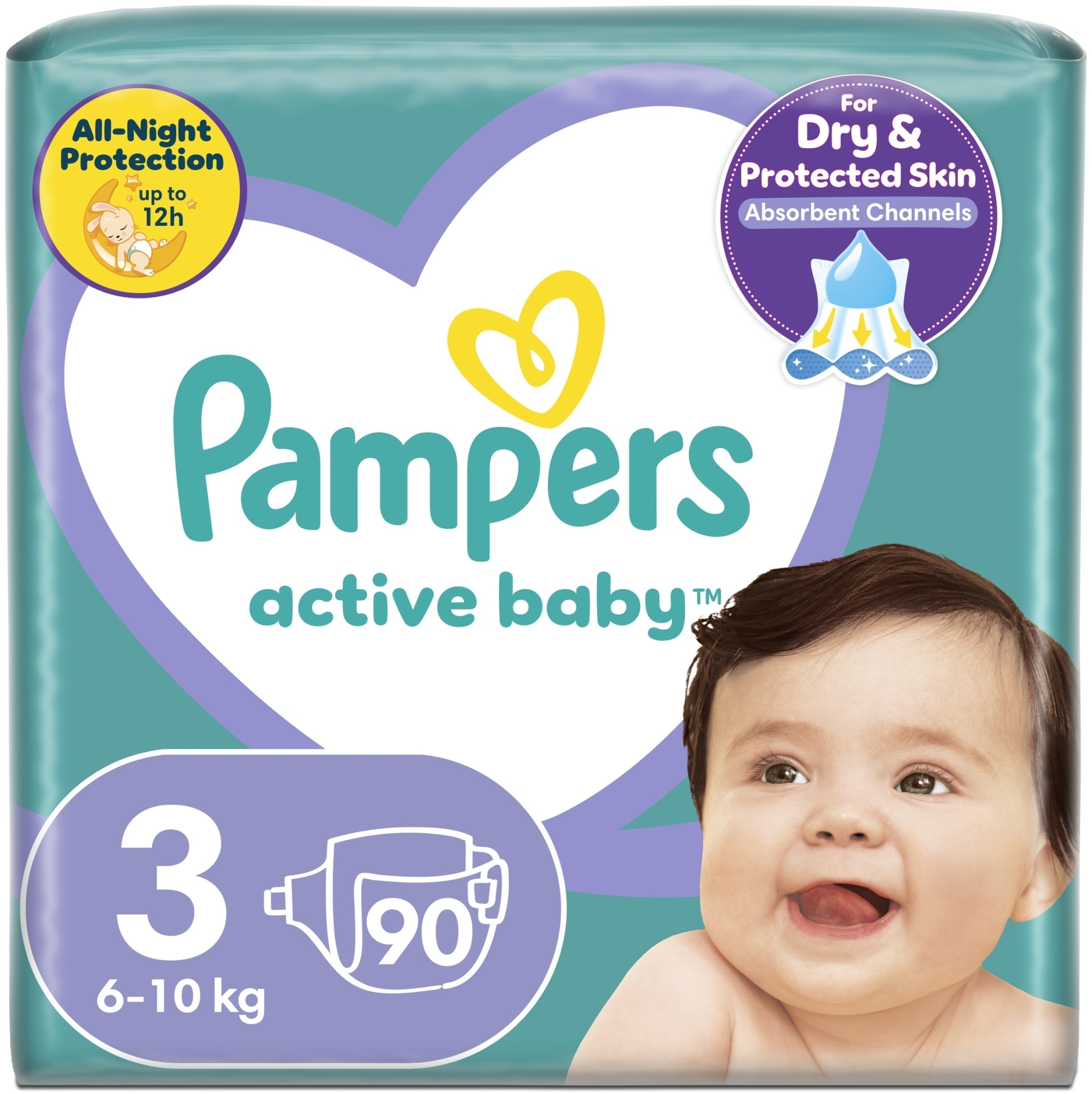 Подгузники Active Baby 3 (6-10 кг), 90 шт - Pampers — фото 90шт