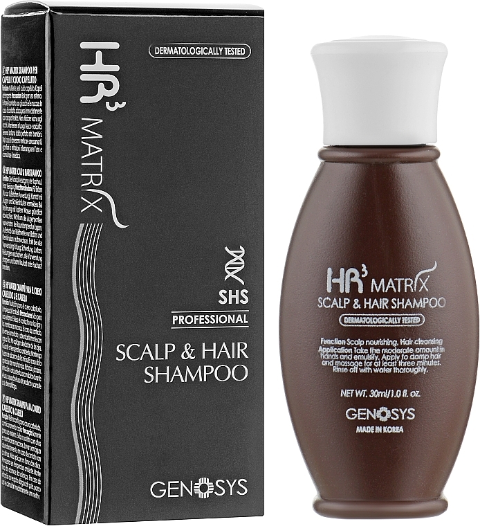 РАСПРОДАЖА Шампунь от выпадения и для стимуляции роста волос - Genosys HR3 MATRIX Scalp & Hair Shampoo (мини) * — фото N2