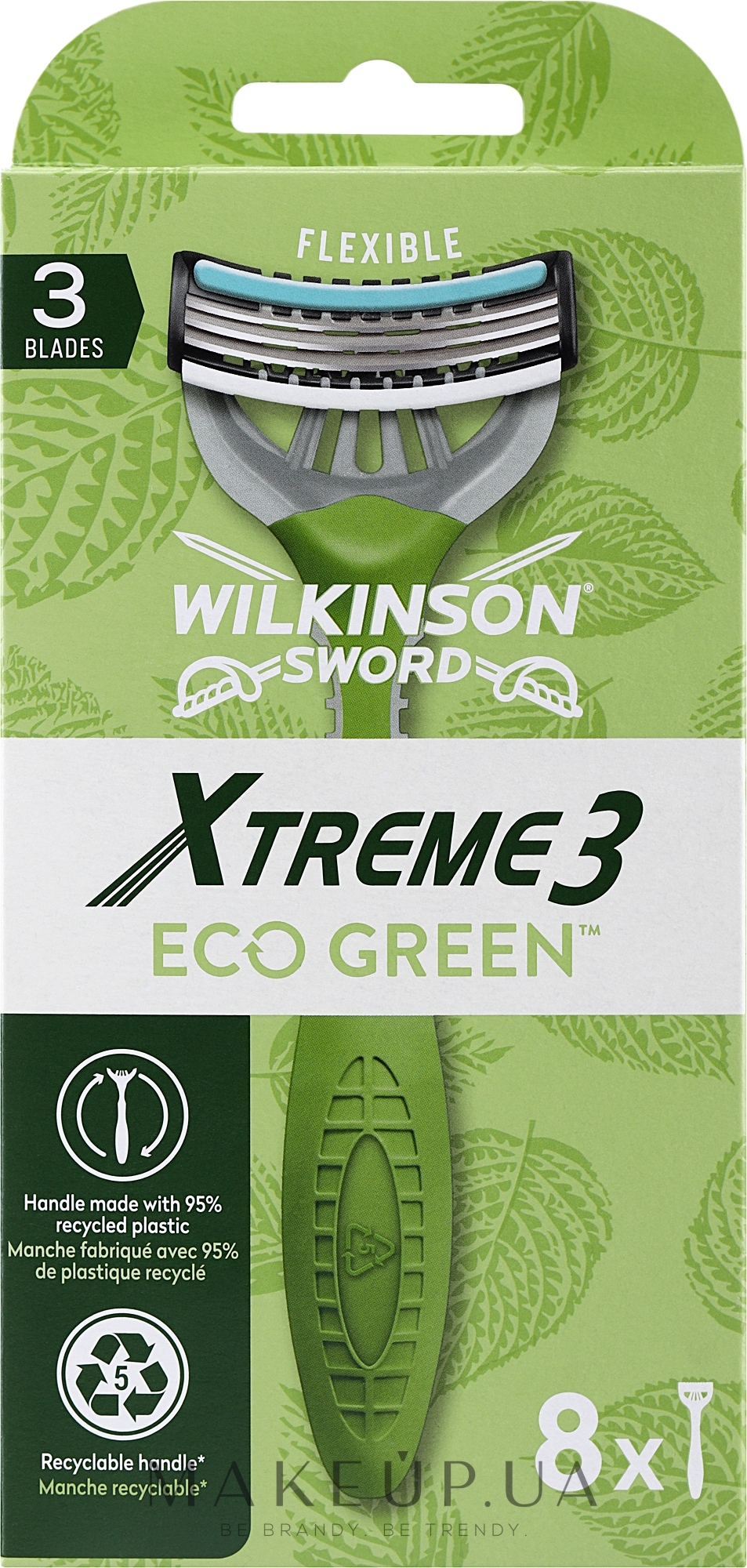 Одноразовые станки для бритья, 8 шт. - Wilkinson Sword Xtreme 3 Eco Green — фото 8шт