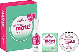 Парфумерія, косметика Набір - Essence All About Matt! Face Set (powder/8g + fix/spray/50ml + papers/50pcs)