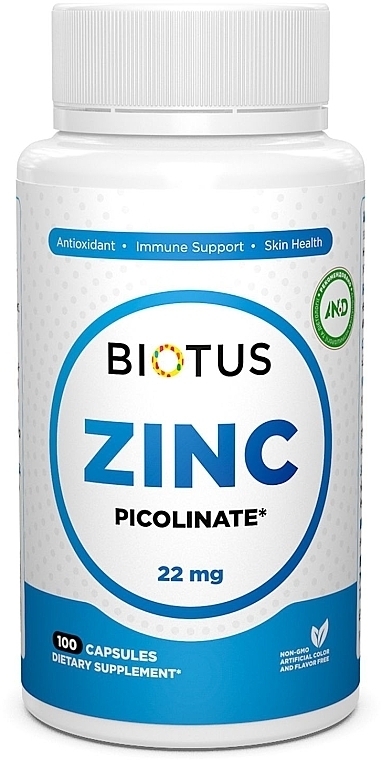 Дієтична добавка "Цинк піколінат", 22 мг - Biotus Zinc Picolinate — фото N1