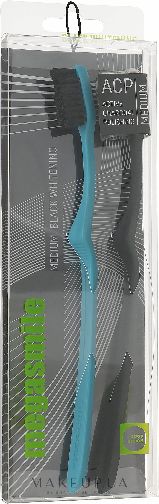 Зубная щётка "Блэк Вайтенинг", синяя + черная - Megasmile Medium Whiteninng Toothbrush — фото 2шт