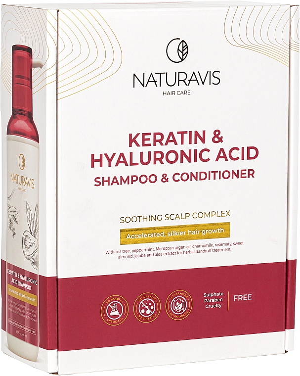 Набор шампунь и кондиционер "Keratin & Hyaluronik Acid" - Naturavis Keratin & Hyaluronik Acid Shampoo & Conditioner Set (shm/500ml + cond/500ml) — фото N3