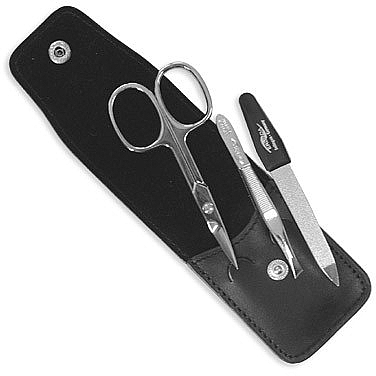 Набор маникюрный 3 предмета, 00416, черный - Erlinda Solingen Top Grain Pocket Case Manicure Set — фото N1