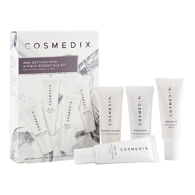 Набор - Cosmedix Age Defying Skin 4-Piece Essentials Kit (f/cleanser/15ml + f/ser/15ml + f/ser/15ml + f/cr/15ml) — фото N1