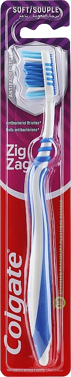 Зубна щітка, м'яка, сіро-синя - Colgate Zig Zag Soft — фото N1